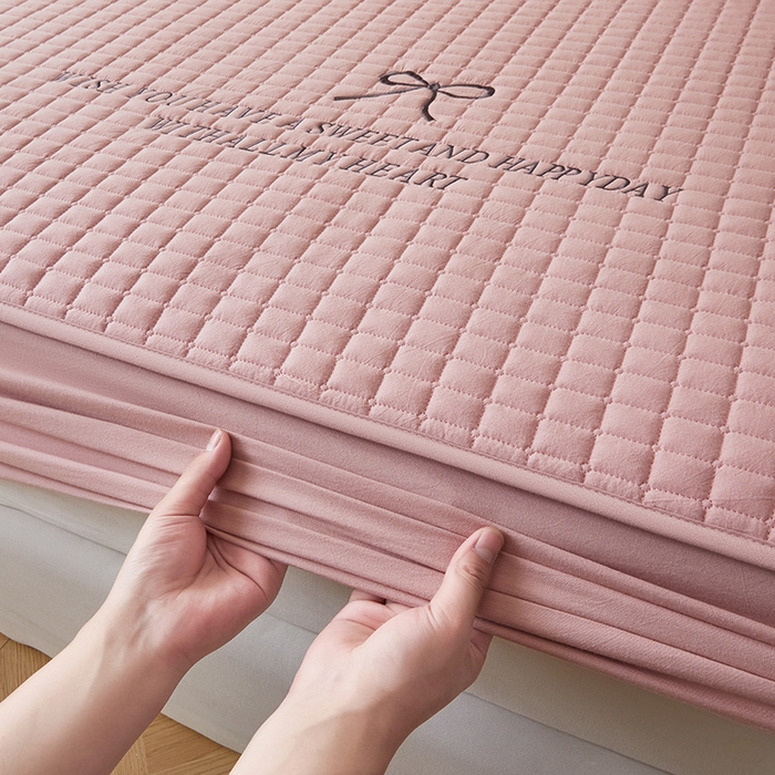 91家纺网 家纺一手货源 找家纺 3C 2025新款全棉水洗棉夹棉 床笠-蝴蝶结 蝴蝶结 烟粉