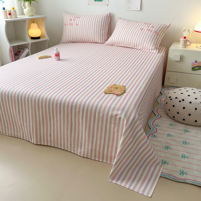 91家纺网 家纺一手货源 找家纺 如意朵 2025全棉老粗布刺绣床单系列 小卡皮