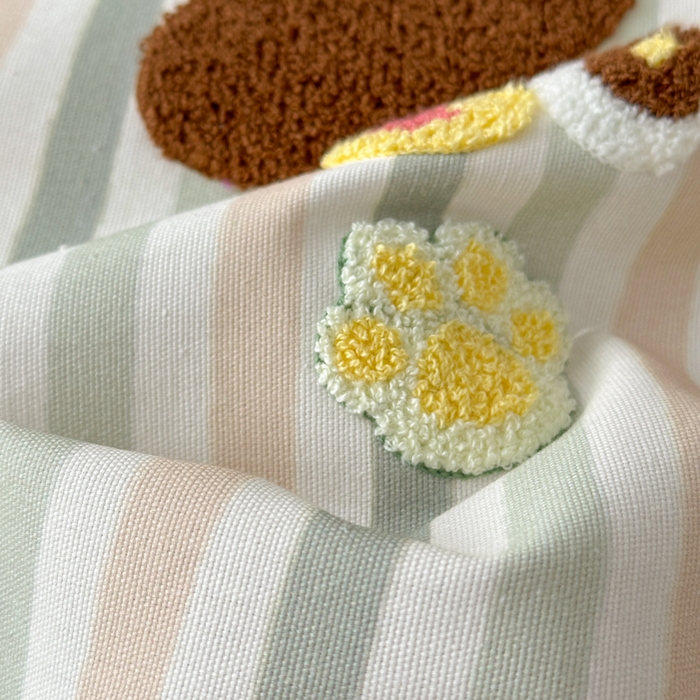 91家纺网 家纺一手货源 找家纺 如意朵 2025全棉老粗布刺绣床单系列 小萌宝