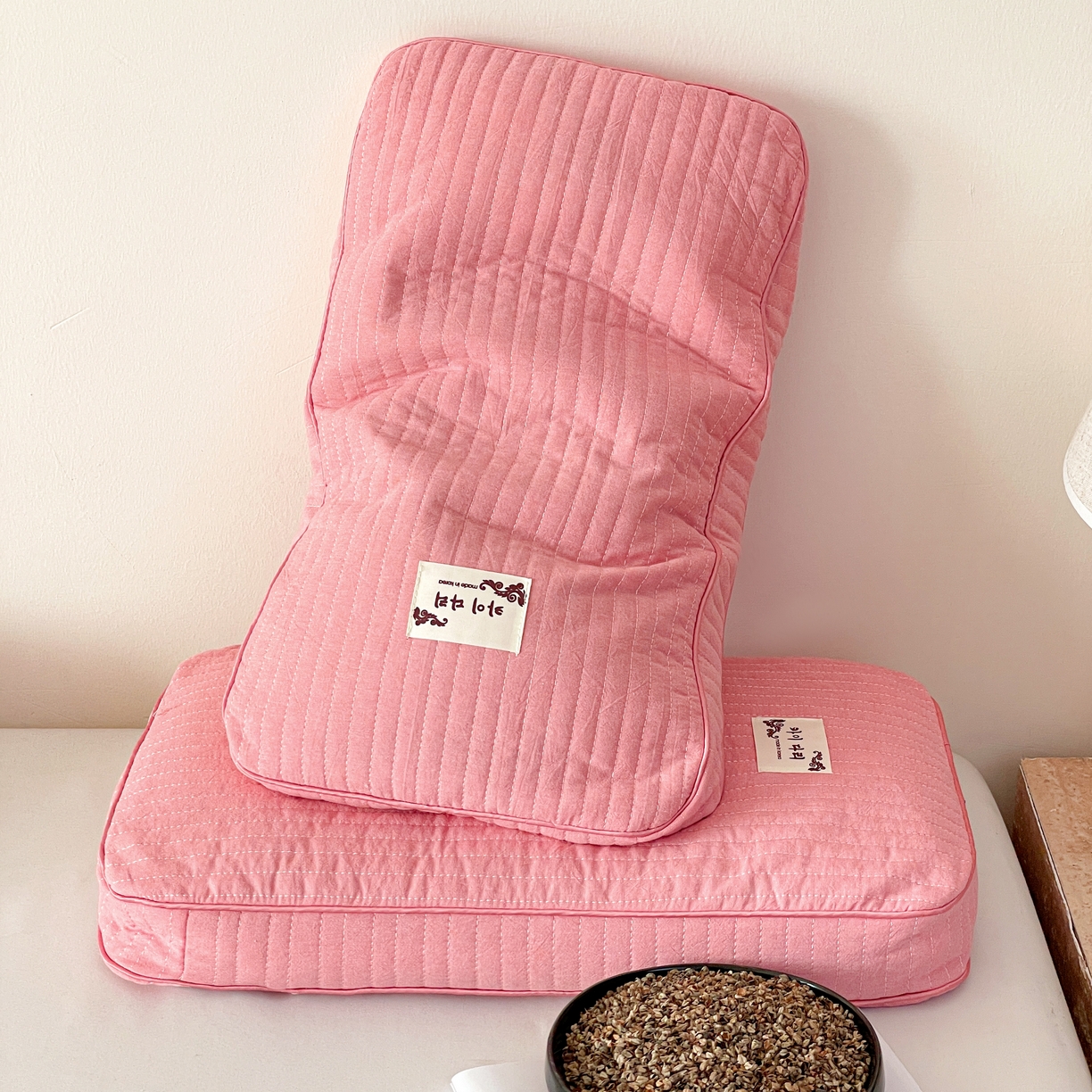 91家纺网 家纺一手货源 找家纺 卓昌枕芯 2025新款韩式磨毛水洗棉面包荞麦枕头枕芯 樱花粉-水洗棉荞麦枕