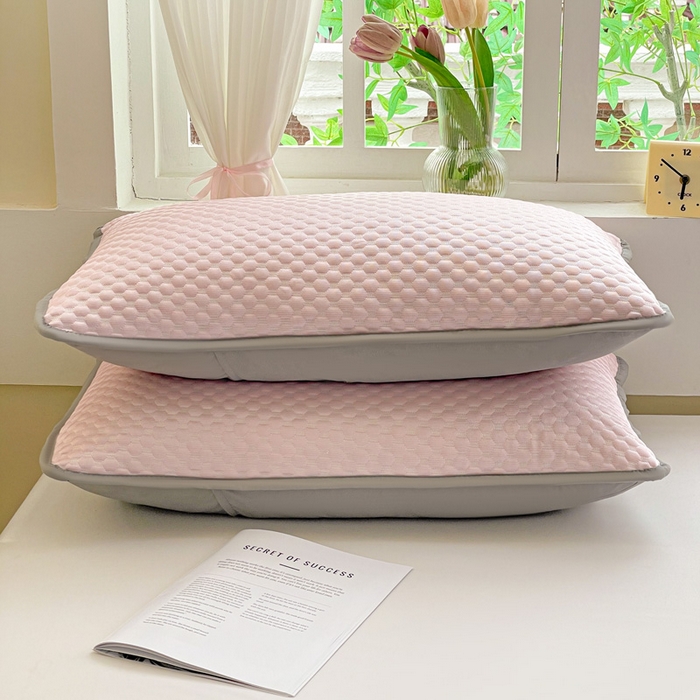 91家纺网 家纺一手货源 找家纺 卓昌枕芯 2025新款夏天冰豆豆冰丝枕套新款家用一对装枕芯套学生宿舍单只整头套 粉色