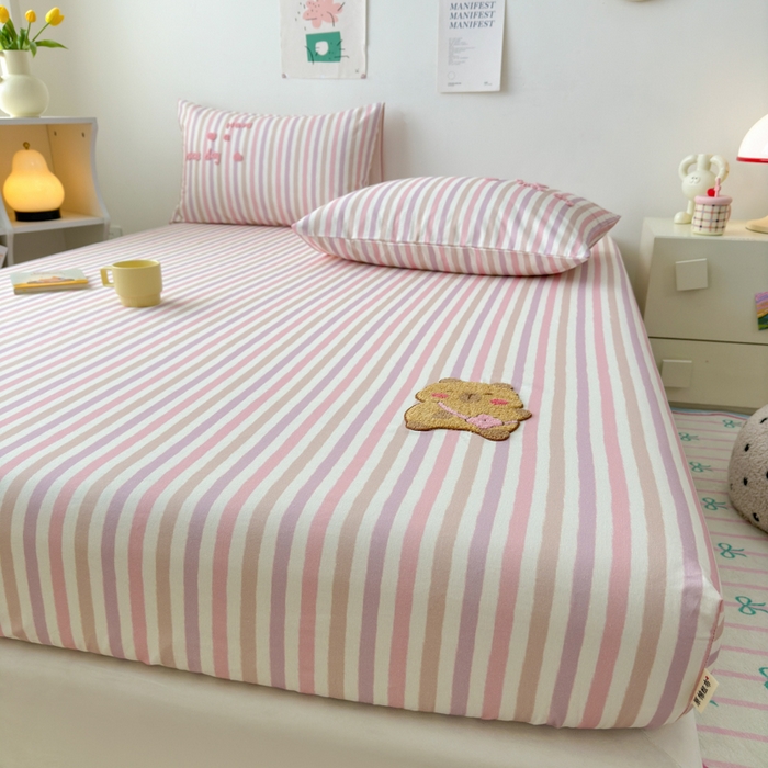 91家纺网 家纺一手货源 找家纺 如意朵 2025全棉老粗布刺绣床笠系列 小卡皮