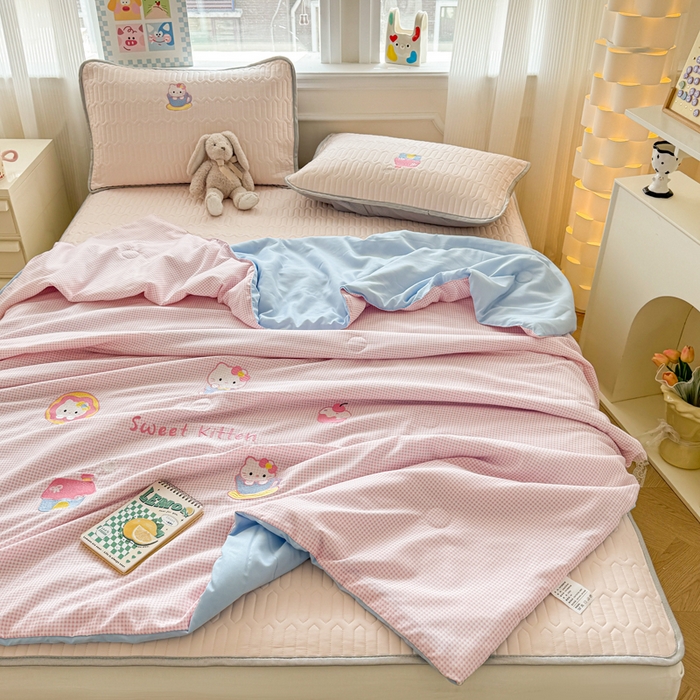 91家纺网 家纺一手货源 找家纺 （总）慕尚家纺 2025刺绣款乳胶凉席水洗棉夏被三件套四件套