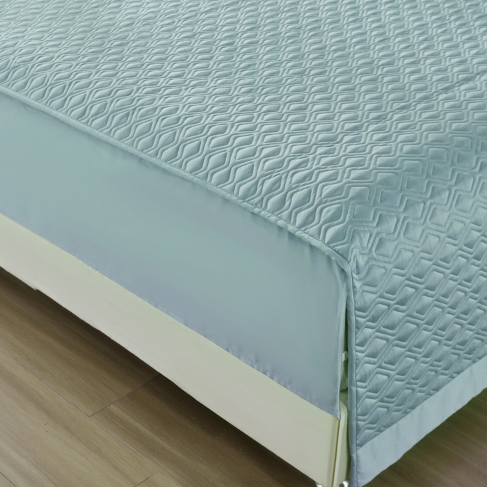 91家纺网 家纺一手货源 找家纺 OL家纺 2025新款100支天丝棉居家轻奢床盖夹棉防滑四件套 云雾蓝