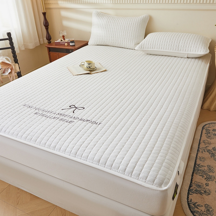 91家纺网 家纺一手货源 找家纺 （总）3C 2025新款全棉水洗棉夹棉 床笠-蝴蝶结