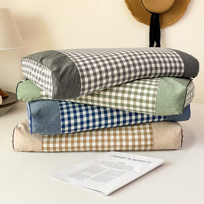 91家纺网 家纺一手货源 找家纺 卓昌枕芯 2025新款全棉水洗棉色织荞麦枕头枕芯 水洗棉荞麦枕-咖格子