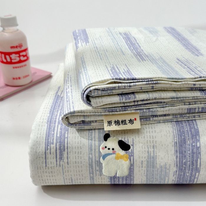 91家纺网 家纺一手货源 找家纺 如意朵 2025全棉老粗布刺绣床单系列 洽洽狗