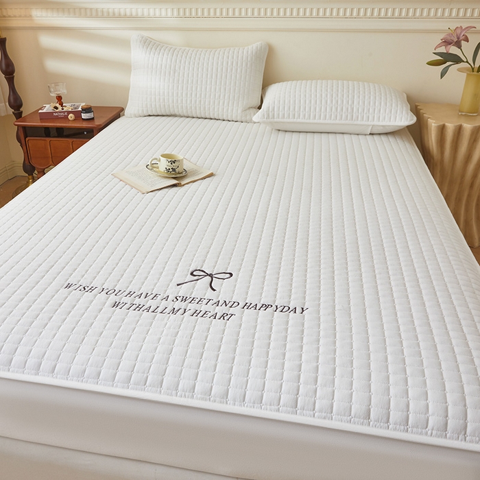 91家纺网 家纺一手货源 找家纺 （总）3C 2025新款全棉水洗棉夹棉 床笠-蝴蝶结