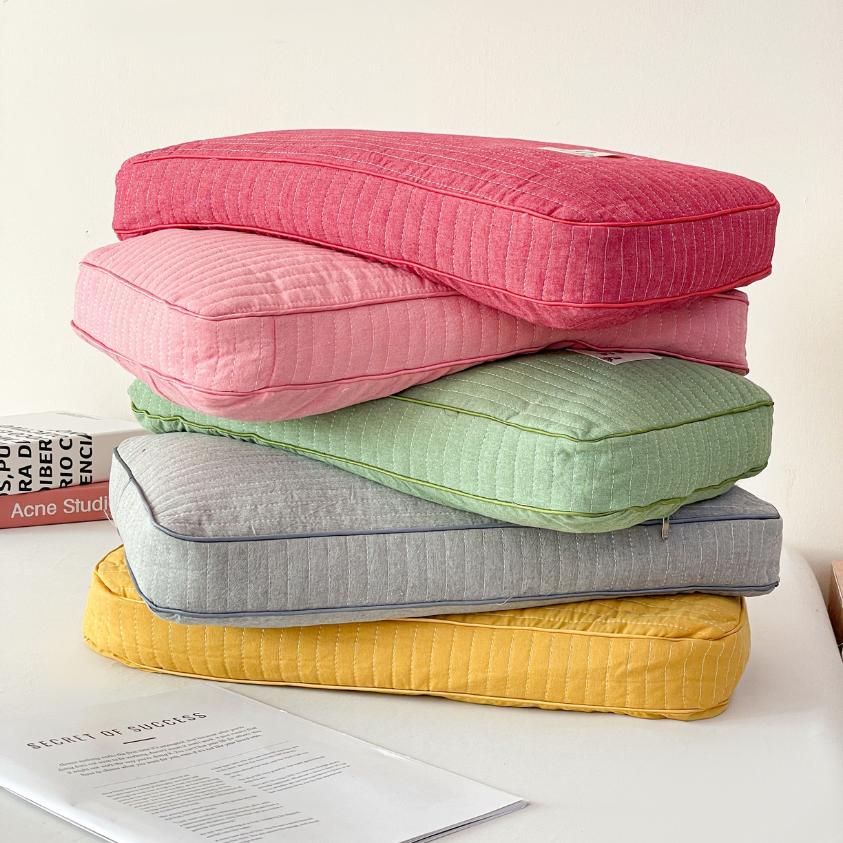 91家纺网 家纺一手货源 找家纺 卓昌枕芯 2025新款韩式磨毛水洗棉面包荞麦枕头枕芯 香草绿-水洗棉荞麦枕