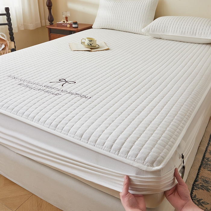 91家纺网 家纺一手货源 找家纺 （总）3C 2025新款全棉水洗棉夹棉 床笠-蝴蝶结