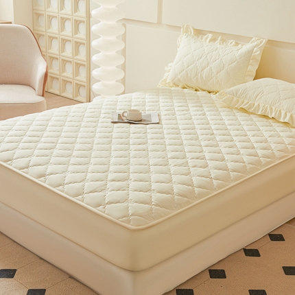 怡源梦 2025新款蝶恋系列亲肤棉夹棉床笠 米黄