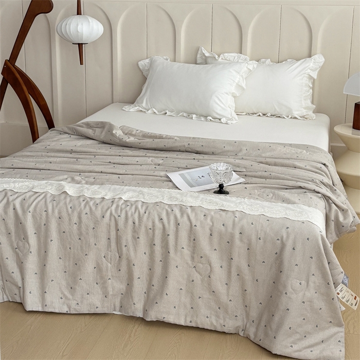 91家纺网 家纺一手货源 找家纺 久典家居 2025新款全棉有氧双层纱夏被 简爱