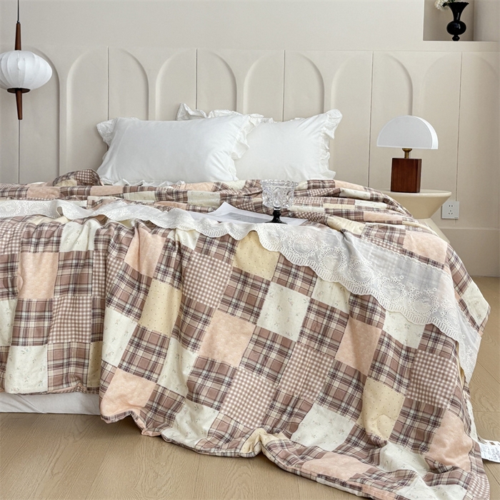 91家纺网 家纺一手货源 找家纺 久典家居 2025新款全棉有氧双层纱夏被 花田