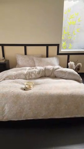 91家纺网 家纺一手货源 找家纺 窝米 2025春季新品全棉双层纱油画风花卉四件套系列（梦境花园、花研巧语） 梦境花园黄