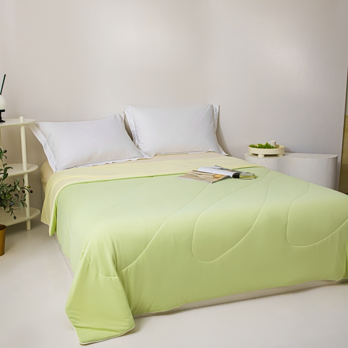 91家纺网 家纺一手货源 找家纺 凌云家纺 2025新款100%锦伦冰丝夏被空调被 清新绿