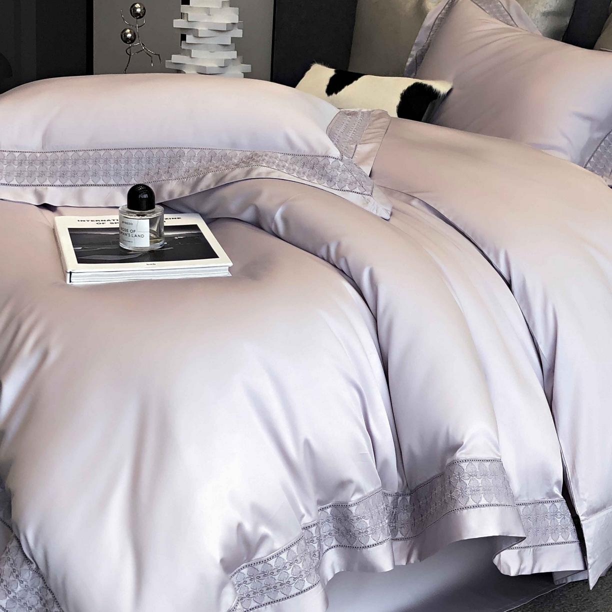 91家纺网 家纺一手货源 找家纺 涞澳家纺 2025新款60S天丝棉花边款四件套-星雅 星雅-紫玉兰