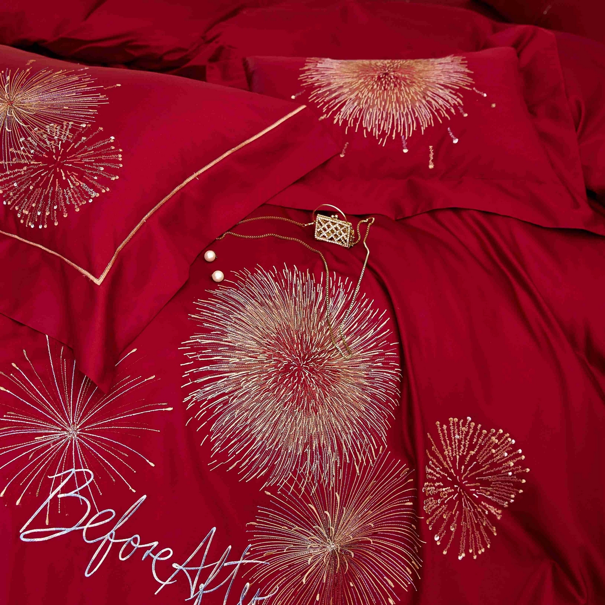 91家纺网 家纺一手货源 找家纺 涞澳家纺 2025新款婚庆款四件套 绚烂永恒