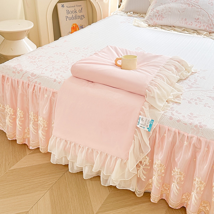 91家纺网 家纺一手货源 找家纺 （总）好儿喜家纺 2025新款赛雅系列凉席床裙冰丝席床罩韩式凉感豆豆凉席床盖