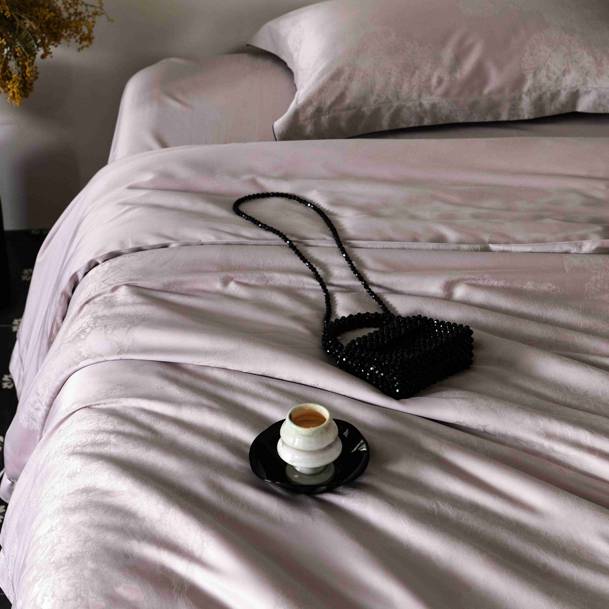 91家纺网 家纺一手货源 找家纺 涞澳家纺 2025新款60支天丝棉提花四件套 花砚-紫灰