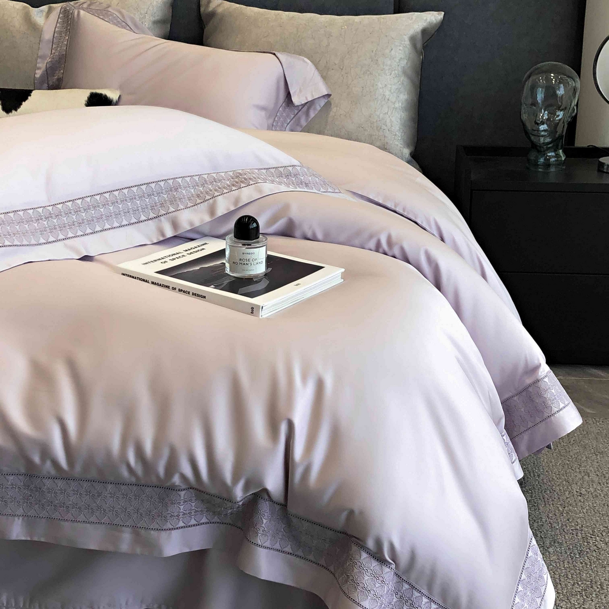 91家纺网 家纺一手货源 找家纺 涞澳家纺 2025新款60S天丝棉花边款四件套-星雅 星雅-紫玉兰