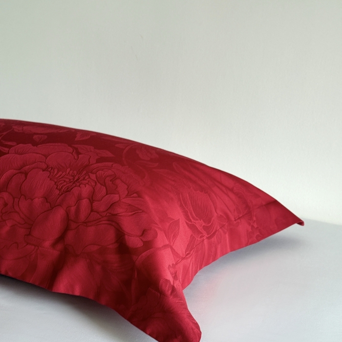 91家纺网 家纺一手货源 找家纺 鹿班家居 2025新款100S长绒棉提花单品枕套（第二组）【标准会员-2元】 单品枕套-玫瑰美遇红色