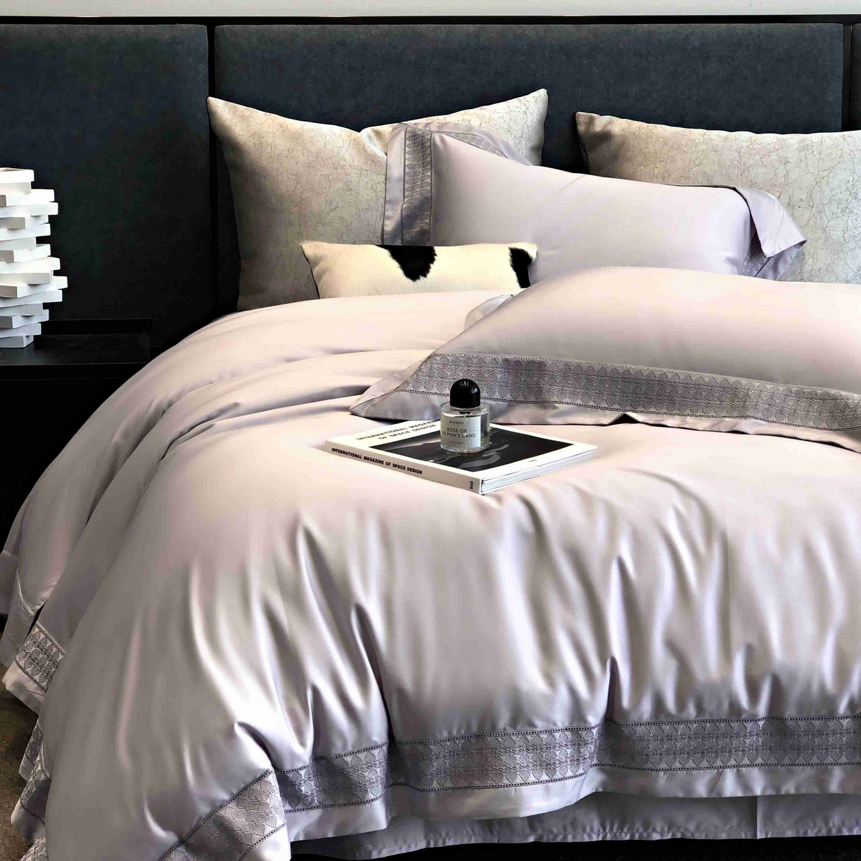 91家纺网 家纺一手货源 找家纺 涞澳家纺 2025新款60S天丝棉花边款四件套-星雅 星雅-紫玉兰