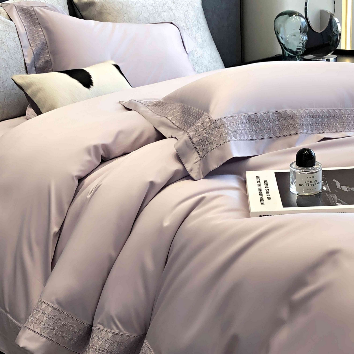 91家纺网 家纺一手货源 找家纺 涞澳家纺 2025新款60S天丝棉花边款四件套-星雅 星雅-紫玉兰