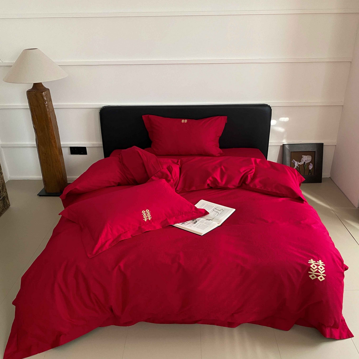 91家纺网 家纺一手货源 找家纺 涞澳家纺 2025新款婚庆款四件套 幸福花海