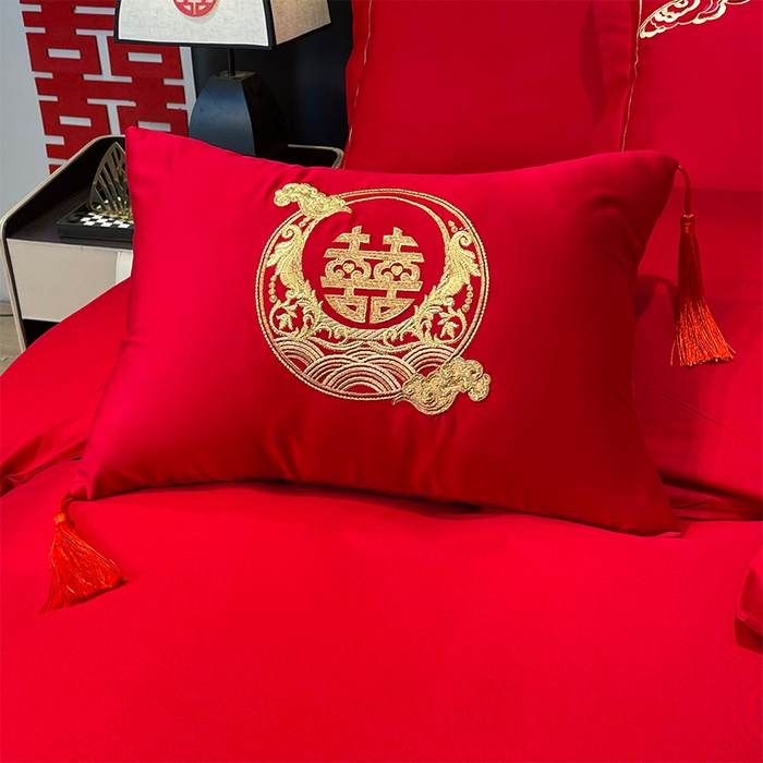 91家纺网 家纺一手货源 找家纺 张公子婚庆馆2025新款长绒棉新中式精美刺绣婚庆四件套（控价不低于328）