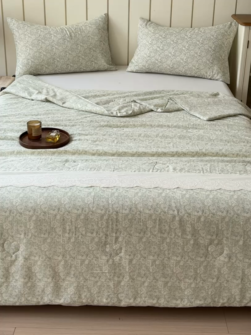 91家纺网 家纺一手货源 找家纺 久典家居 2025新款全棉有氧双层纱夏被 初夏