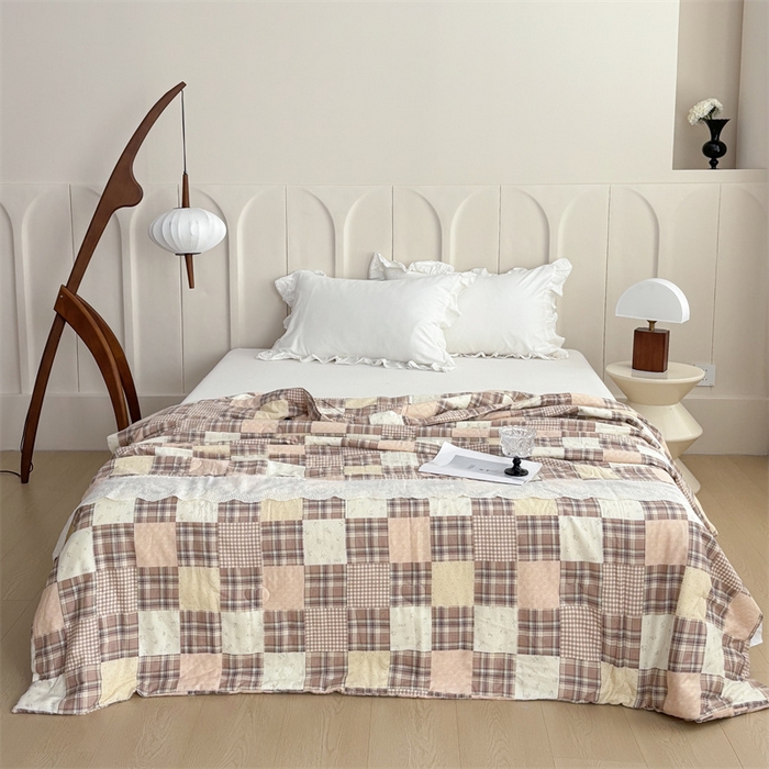 91家纺网 家纺一手货源 找家纺 久典家居 2025新款全棉有氧双层纱夏被 花田