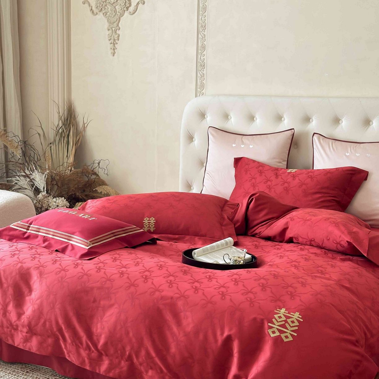 91家纺网 家纺一手货源 找家纺 涞澳家纺 2025新款婚庆款四件套 天作之合