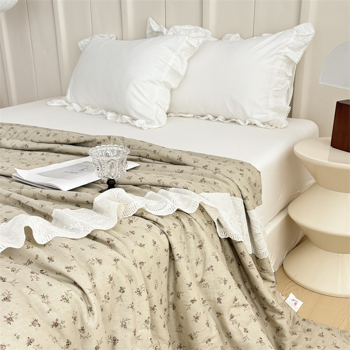 91家纺网 家纺一手货源 找家纺 久典家居 2025新款全棉有氧双层纱夏被 木槿