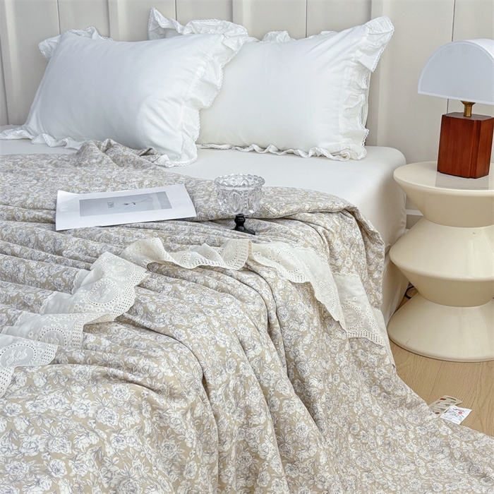 91家纺网 家纺一手货源 找家纺 久典家居 2025新款全棉有氧双层纱夏被 初春