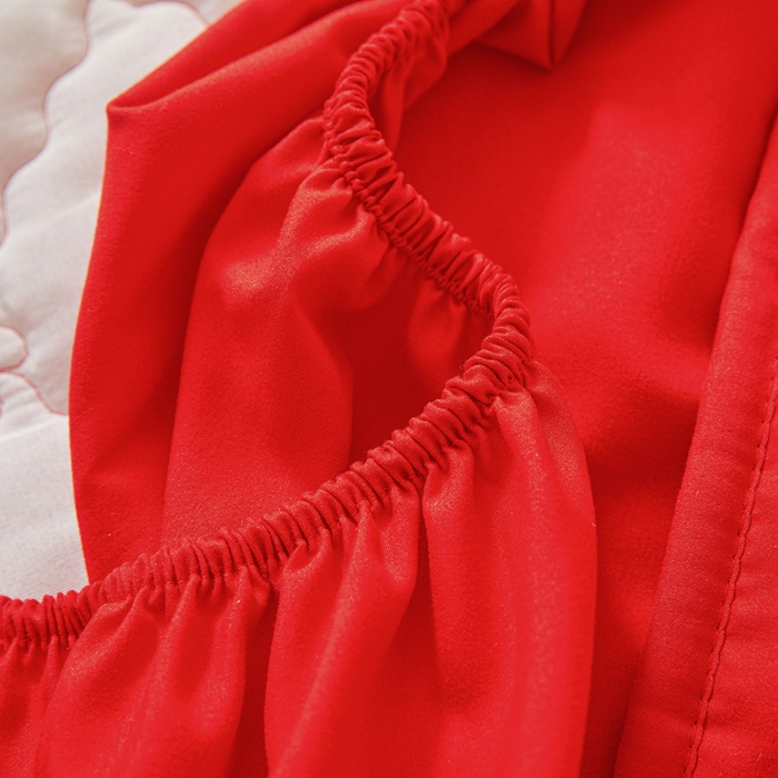 91家纺网 家纺一手货源 找家纺 怡源梦 2025新款蝶恋系列亲肤棉夹棉床笠 大红