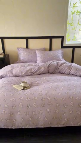 91家纺网 家纺一手货源 找家纺 （总）窝米 2025春季新品全棉双层纱油画风花卉四件套系列（梦境花园、花研巧语）