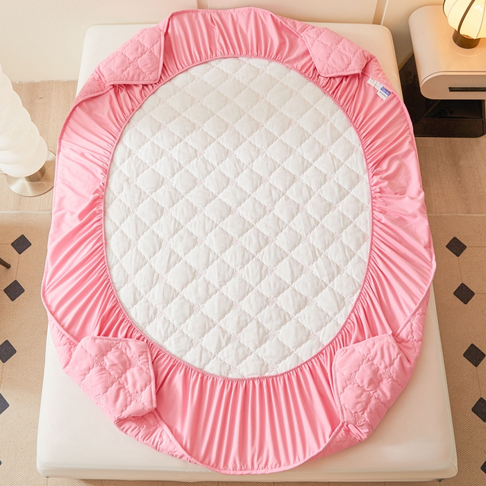 91家纺网 家纺一手货源 找家纺 怡源梦 2025新款蝶恋系列亲肤棉夹棉床笠 粉色