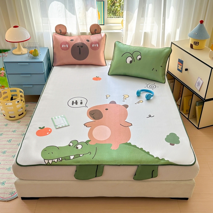 91家纺网 家纺一手货源 找家纺 （总）一霖家纺 2025新款大版300D冰藤席席子凉席三件套