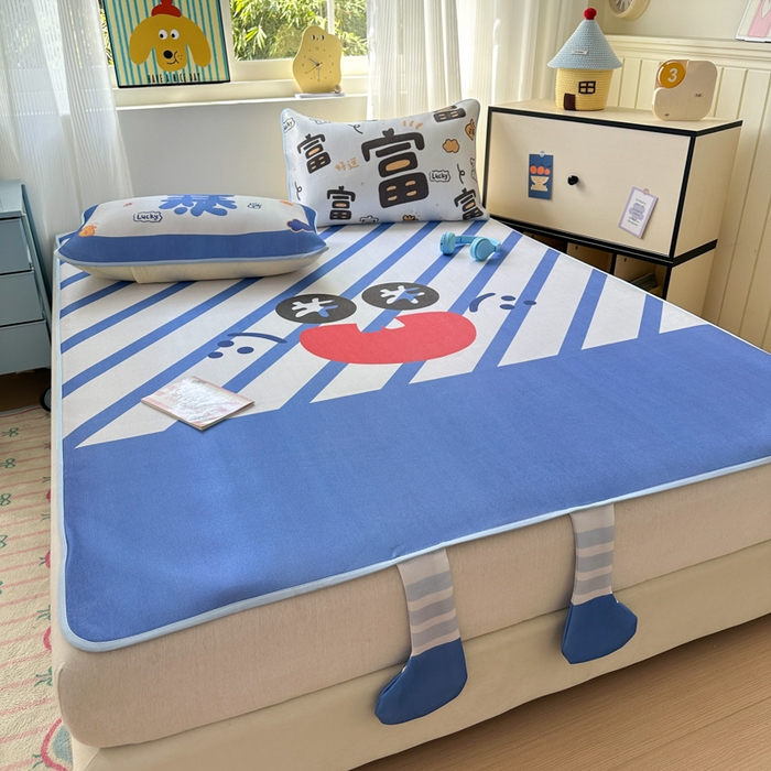 91家纺网 家纺一手货源 找家纺 一霖家纺 2025新款大版300D冰藤席席子凉席三件套 暴富