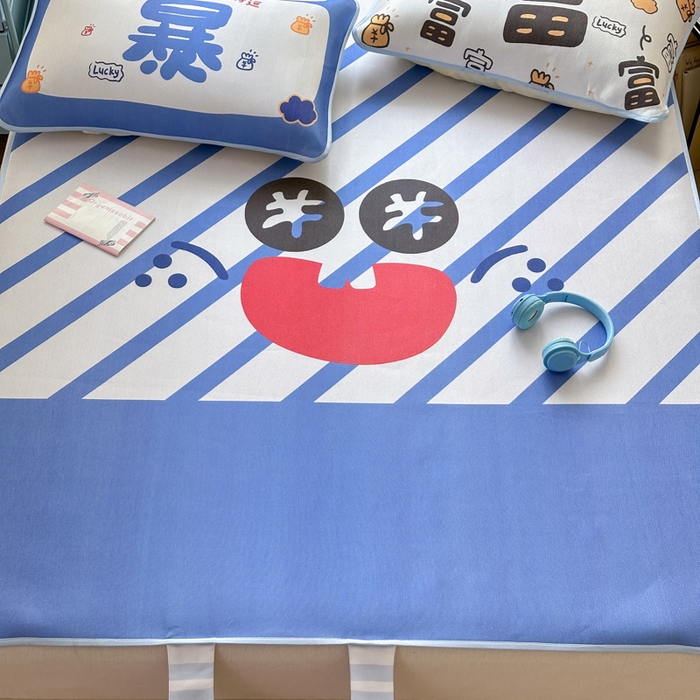 91家纺网 家纺一手货源 找家纺 一霖家纺 2025新款大版300D冰藤席席子凉席三件套 暴富