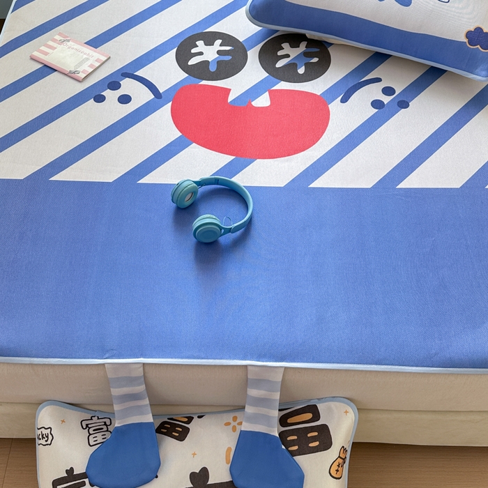 91家纺网 家纺一手货源 找家纺 一霖家纺 2025新款大版300D冰藤席席子凉席三件套 暴富