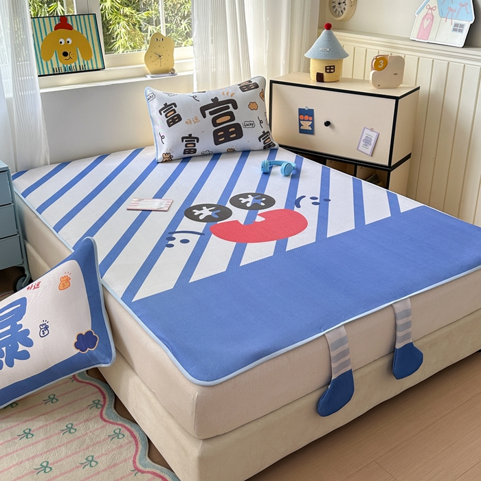 91家纺网 家纺一手货源 找家纺 一霖家纺 2025新款大版300D冰藤席席子凉席三件套 暴富