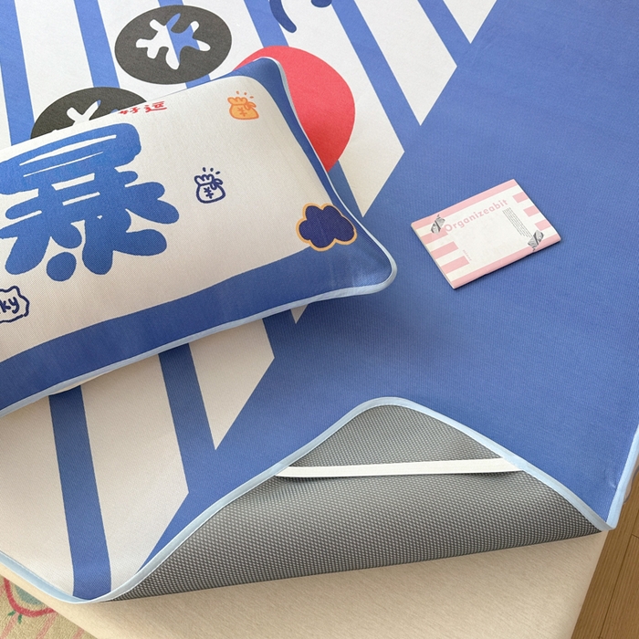 91家纺网 家纺一手货源 找家纺 一霖家纺 2025新款大版300D冰藤席席子凉席三件套 暴富