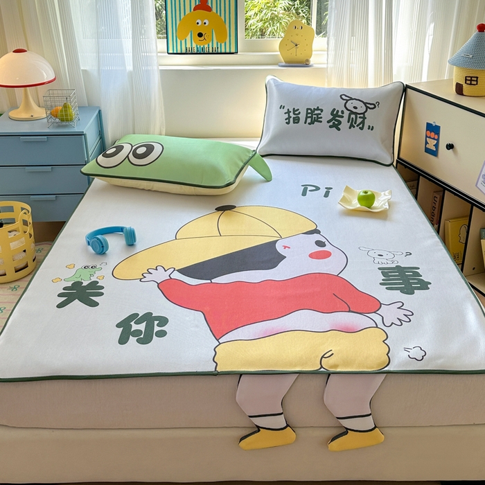 91家纺网 家纺一手货源 找家纺 一霖家纺 2025新款大版300D冰藤席席子凉席三件套 调皮的新新