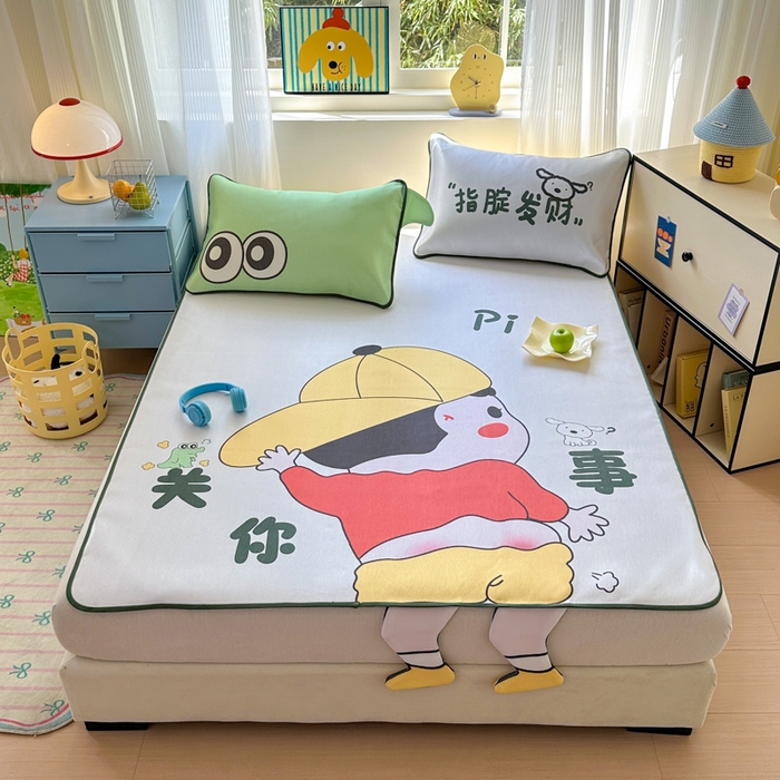 一霖家纺 2025新款大版300D冰藤席席子凉席三件套 调皮的新新