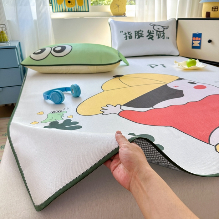 91家纺网 家纺一手货源 找家纺 一霖家纺 2025新款大版300D冰藤席席子凉席三件套 调皮的新新