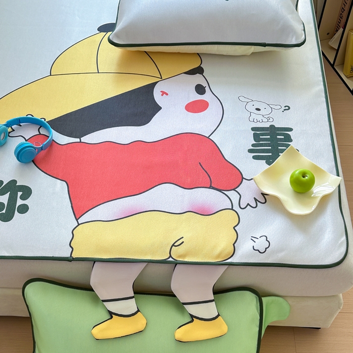 91家纺网 家纺一手货源 找家纺 一霖家纺 2025新款大版300D冰藤席席子凉席三件套 调皮的新新