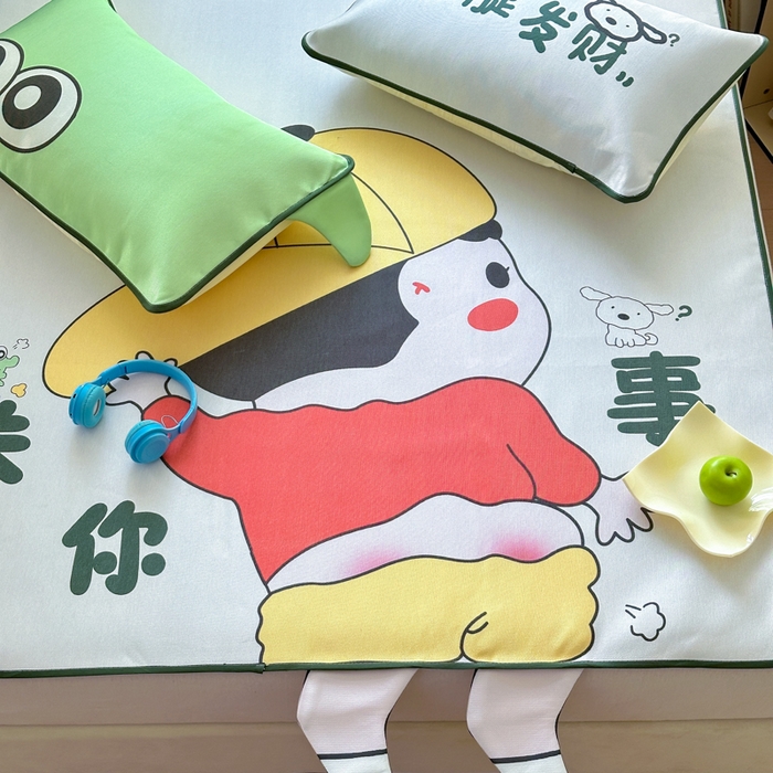 91家纺网 家纺一手货源 找家纺 一霖家纺 2025新款大版300D冰藤席席子凉席三件套 调皮的新新