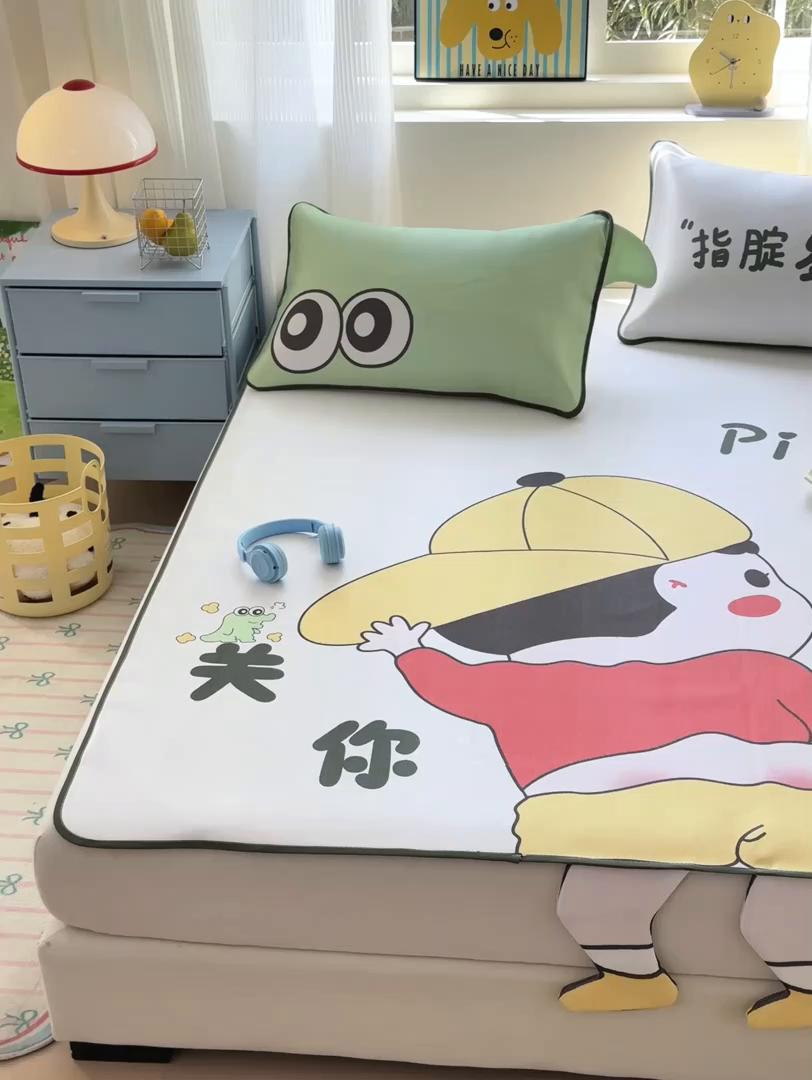 91家纺网 家纺一手货源 找家纺 一霖家纺 2025新款大版300D冰藤席席子凉席三件套 调皮的新新