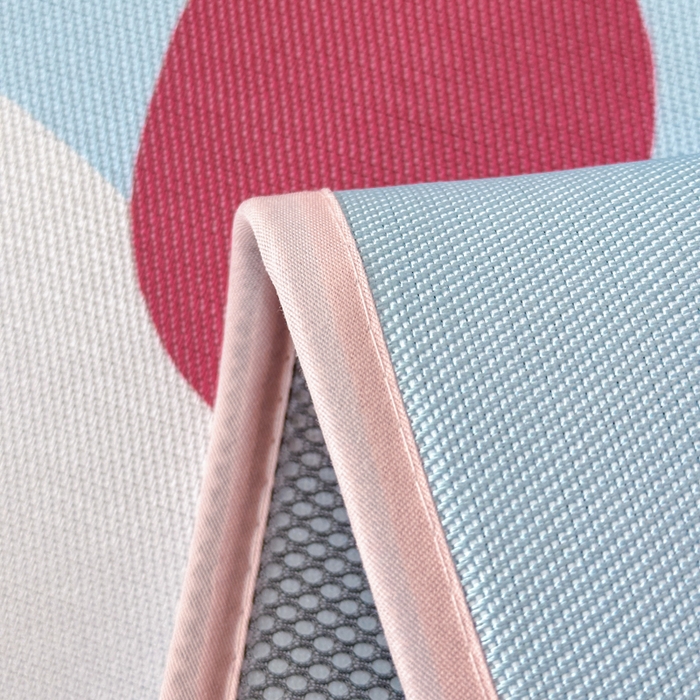 91家纺网 家纺一手货源 找家纺 一霖家纺 2025新款大版300D冰藤席席子凉席三件套 搞怪笑脸